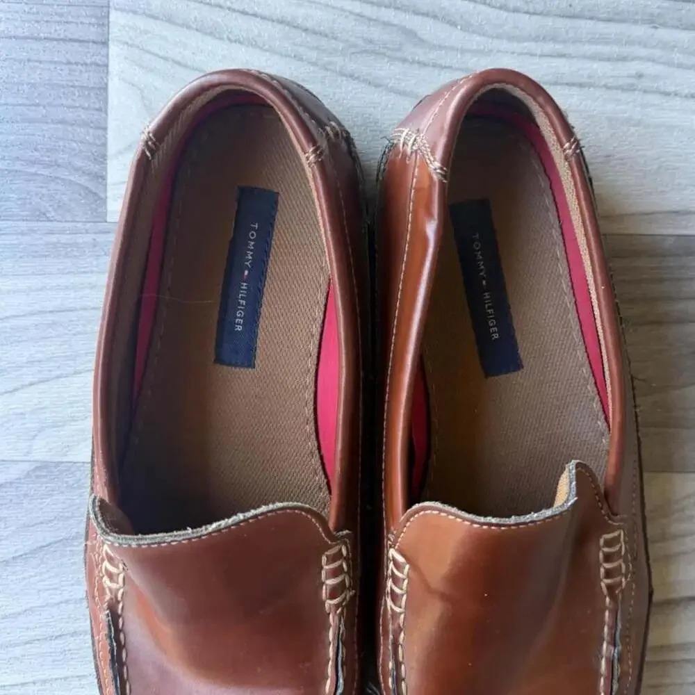 Tommy Hilfiger Dathan Brown Synthetic Leather Loafers Size 11.5